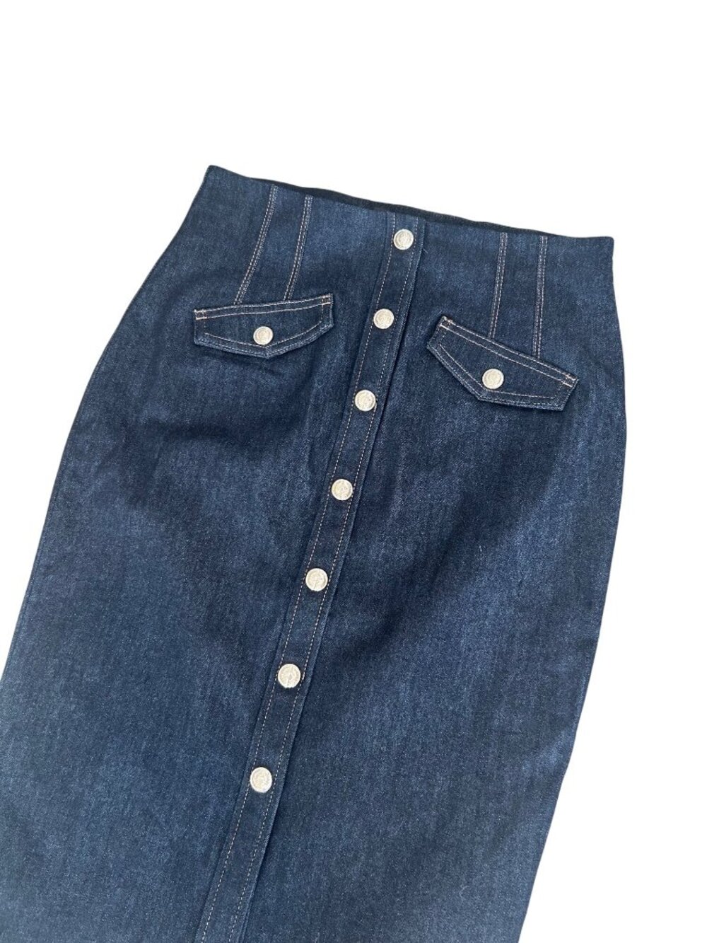 White House Black Market Button Front Denim Skirt NWT Size 6 Midnight Rinse Wash - Picture 3 of 5